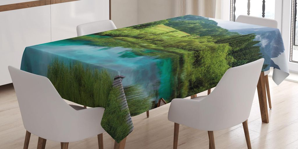 ABAKUHAUS Landschaft Tischdecke, Foto von Zelenci Teich in der Nähe von Kranjska Gora in Slowenien Idyllische Aussicht Landschaft, 140 x 170 cm, G...