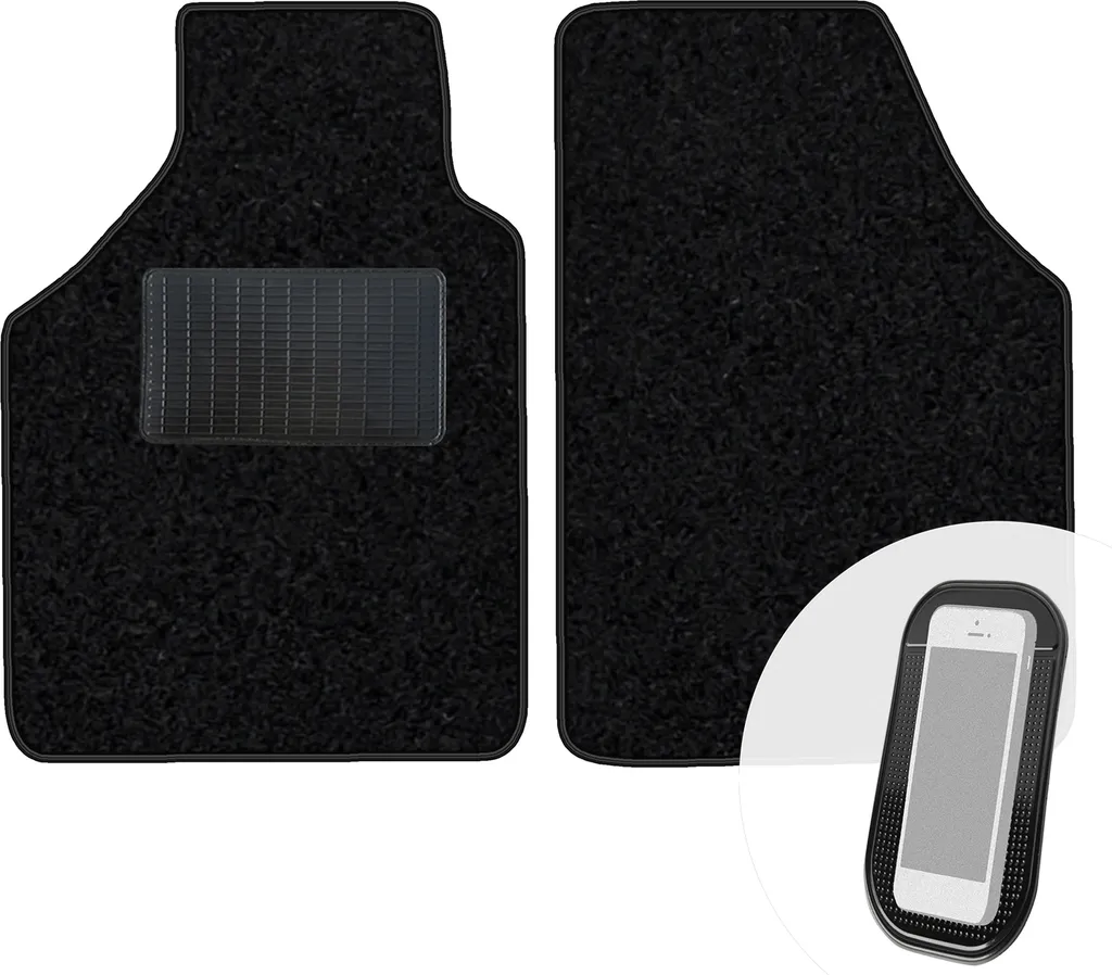 moto-MOLTICO Tappetini Anteriori Auto Velours Tappetini Auto Nero Set 2 pezzi adatto per Opel Agila A Suzuki Wagon 1997-2007