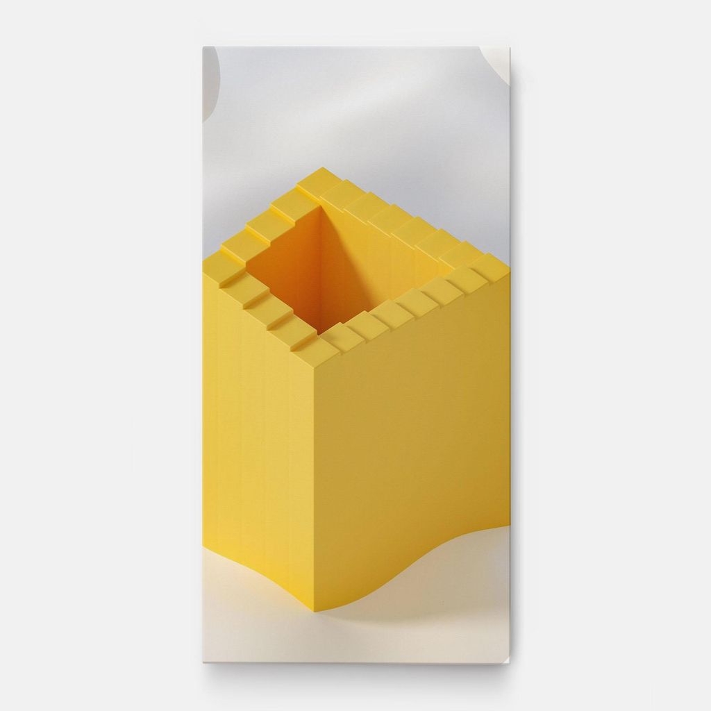 ARTHUB Leinwandbild 40x80 cm, Yellow Shape | Wohnzimmerdekoration, Hängende Bilder, Wanddekoration, Heimdekoration, Abstrakte, Optische Täuschu...