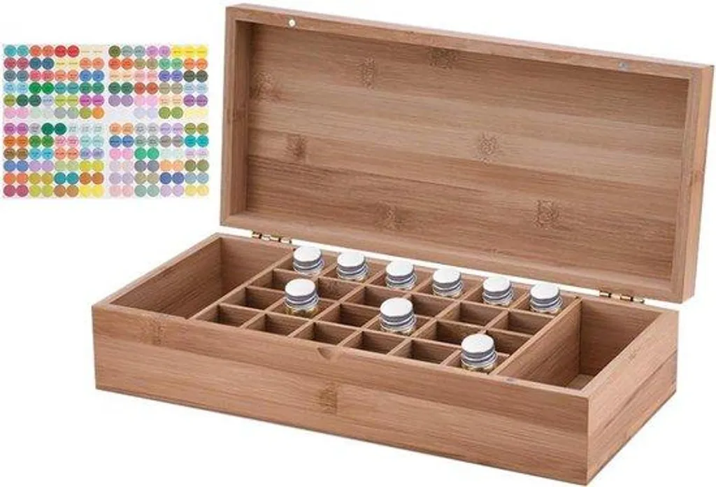 Rangement vernis à ongles bambou naturel - Organiseur 26 emplacements