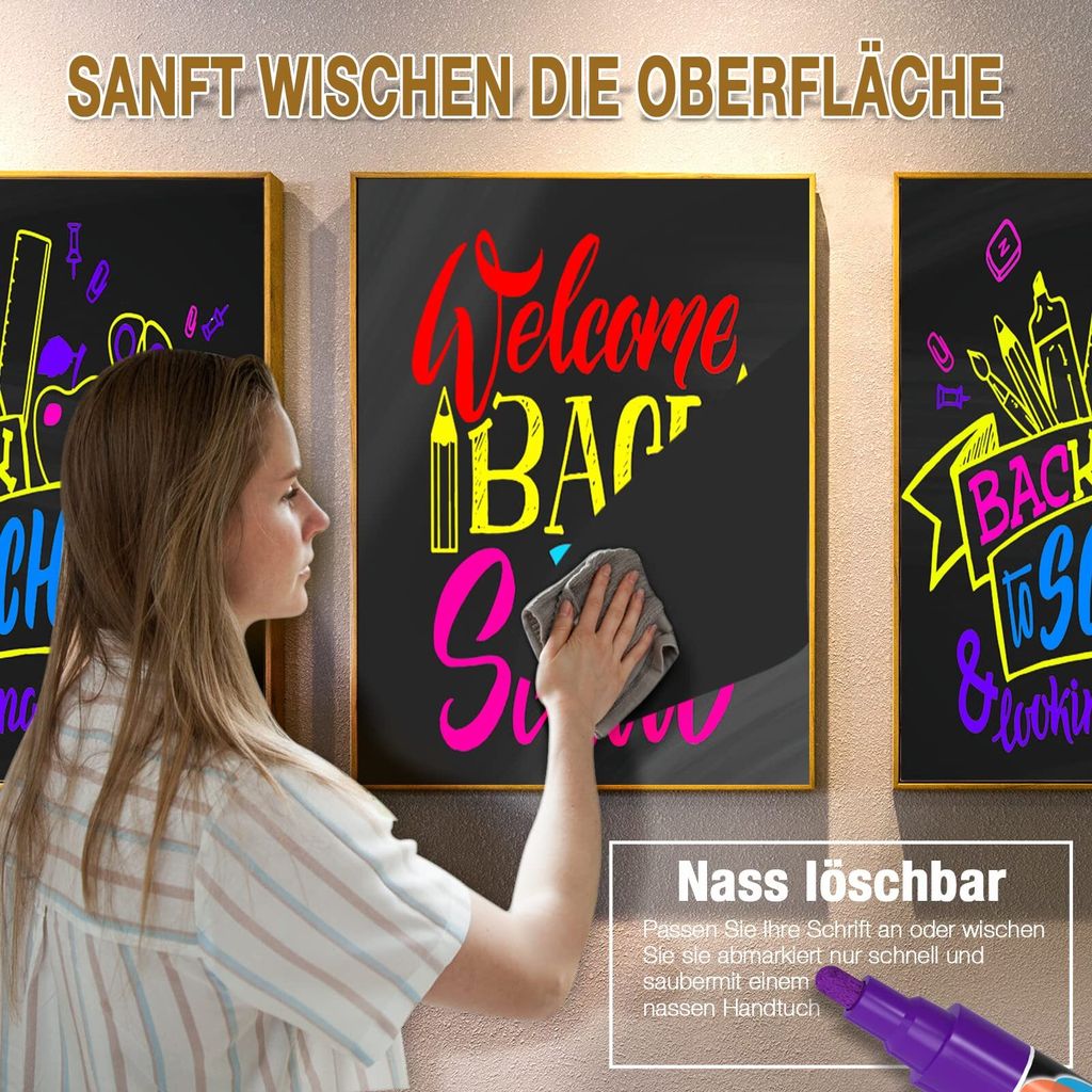24 Stück Kreidestifte Set - Abwaschbar Für Fenster, Tafeln & Glas