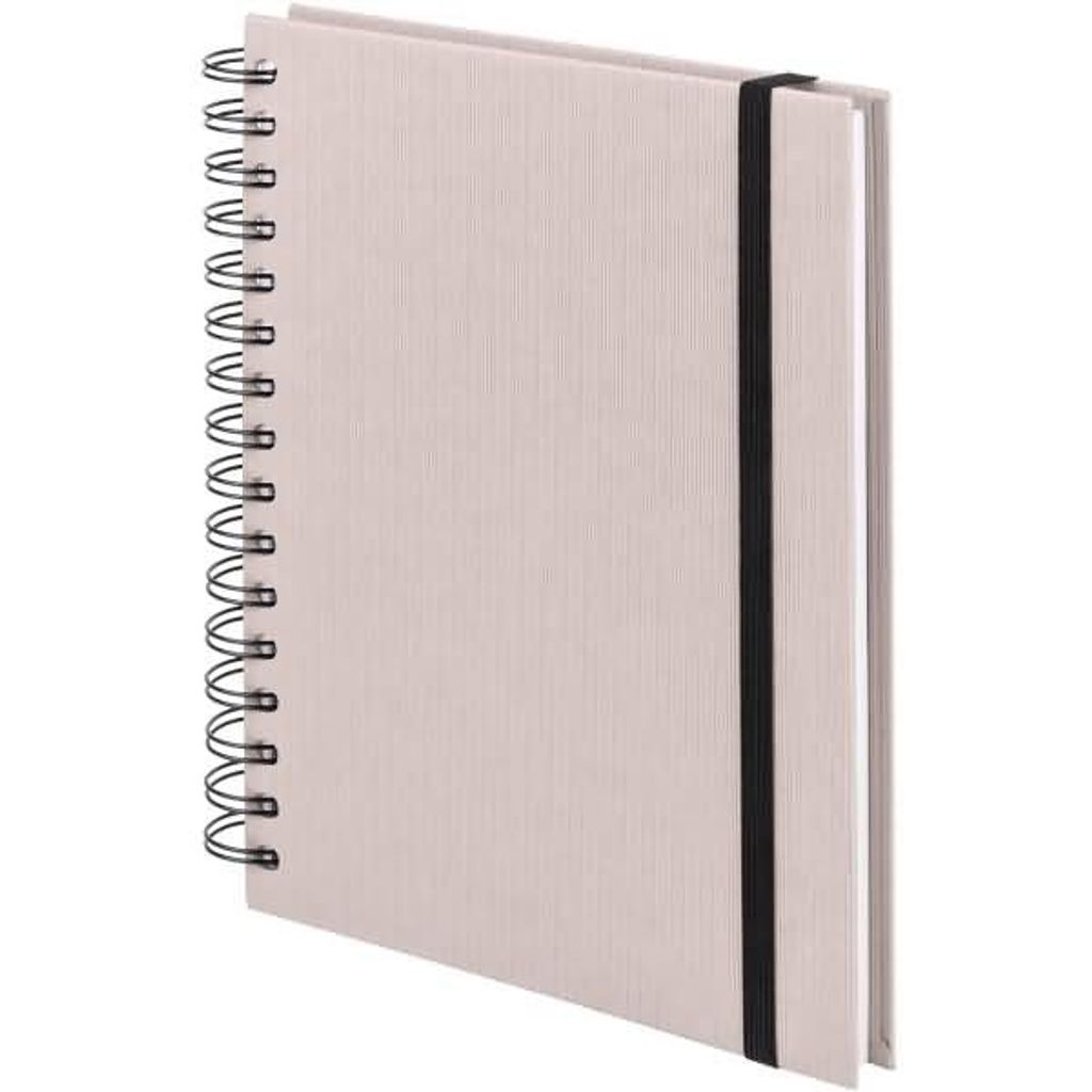 Notizbuch Wire-O DIN A5 80 Blatt blanko mit Gummizug powder