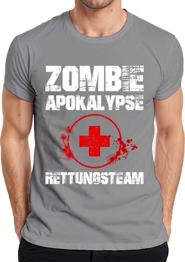 Zombie Apokalypse Rettungsteam Sanitäter Notfall Erste Hilfe Blut Herren T-Shirt, Grau, 3XL