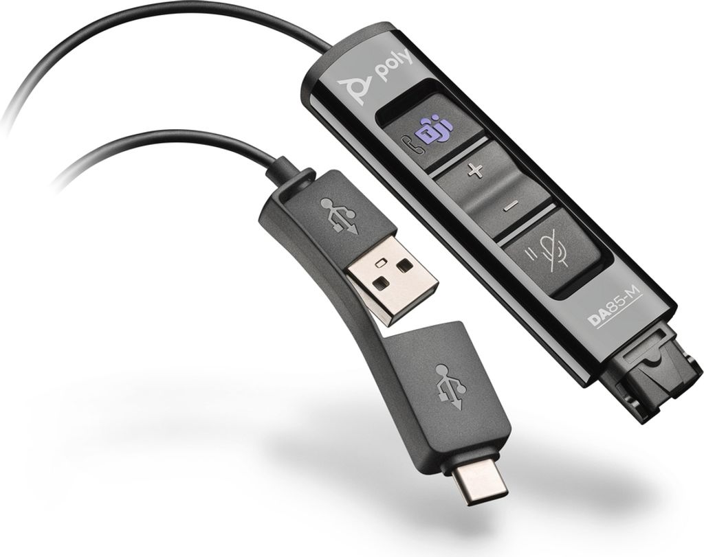 HP Poly DA85-M USB-zu-QD-Adapter TAA, schwarz, Schnittstellenadapter, 30 g, Schwarz