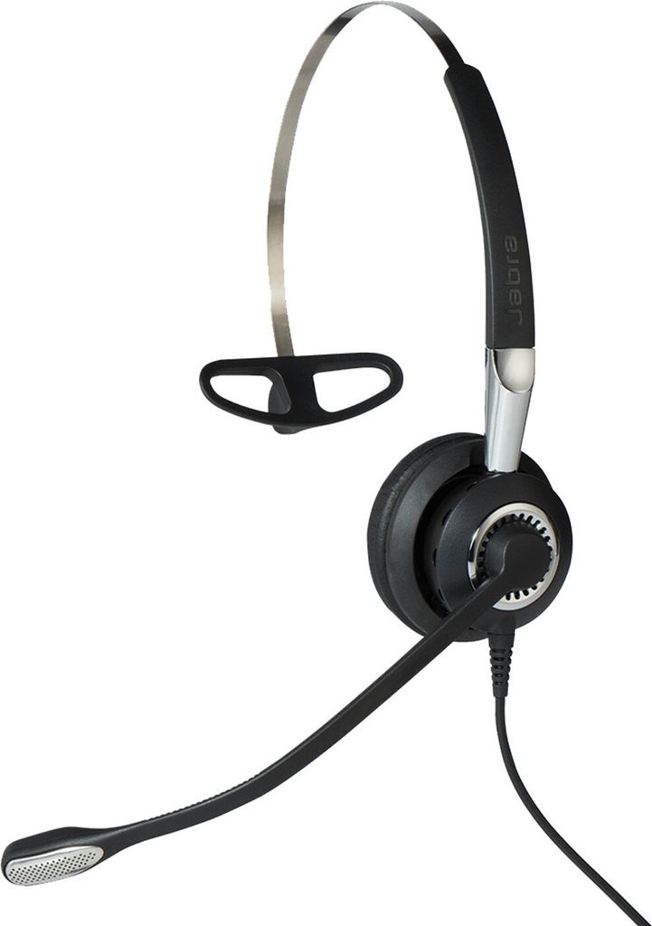 A professional studio shot of a Jabra headset against a white background.