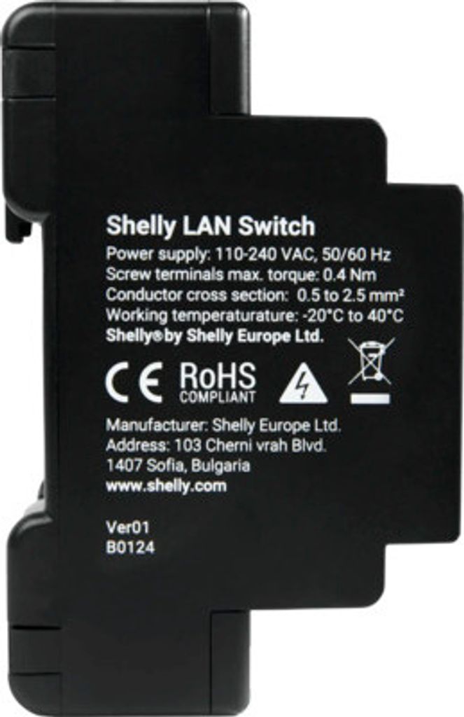 Shelly LAN-Switch für DIN-Schiene, 5 RJ45-Ports, einfache Produktbild 2