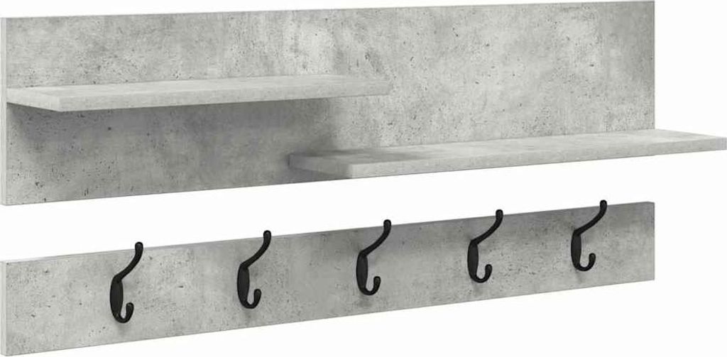 Wandmontierter nachttisch mit Regal Beton Grau 90 x 15 x 36 cm