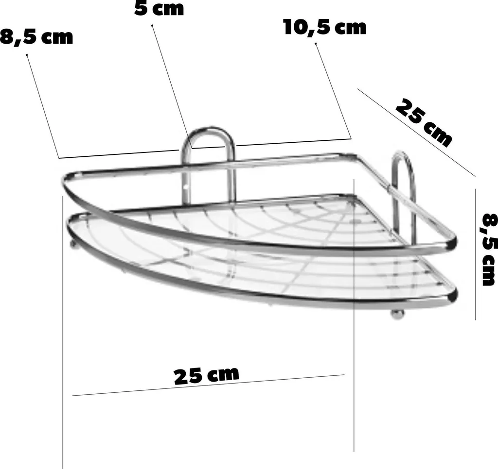 Étagère de douche chromée inoxydable - Fixation murale stable 30cm