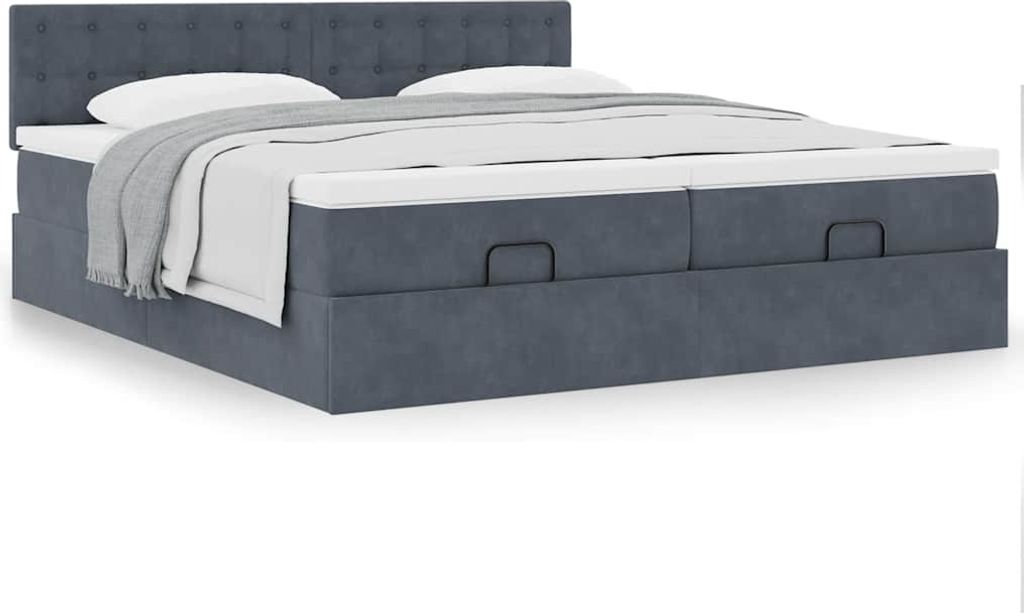 Maison Exclusive - Ottoman-Bett mit Matratzen Dunkelgrau 180x200 cm Samt