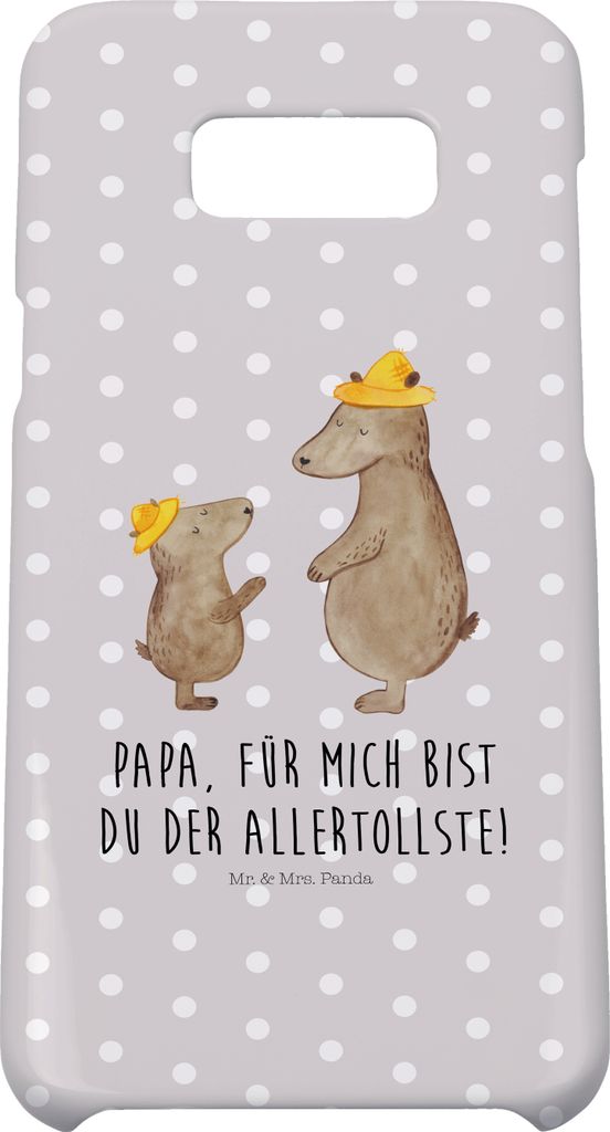 Mr. & Mrs. Panda Samsung Galaxy S8 plus Handyhülle Bären mit Hut - Grau Pastell - Geschenk, Family, Handy Case, Cover, Muttertag, Kinder, Hülle,...