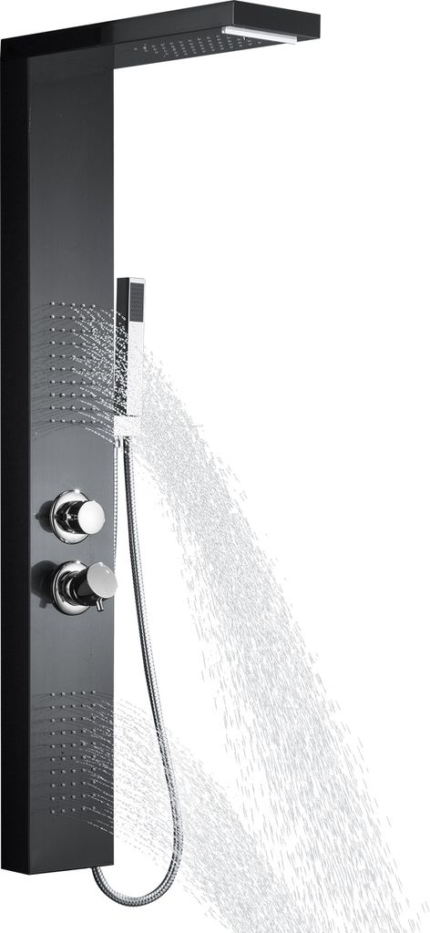 YUENFONG Duschpaneel Edelstahl Duschsystem mit Regendusche, Regenduschensäule, Massagedusche, Duschsäule Duschset mit Handbrause für Badezimmer ...