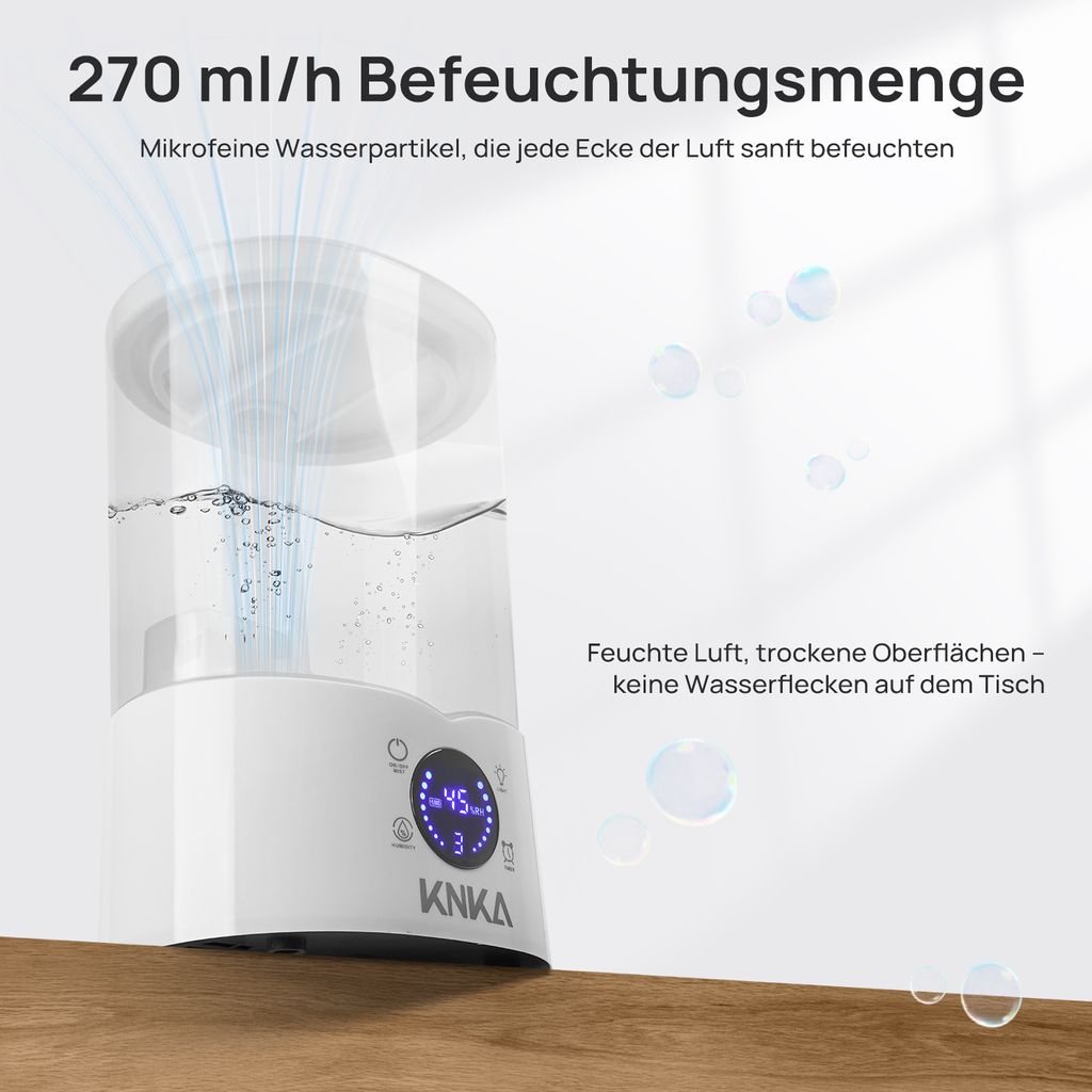 KNKA Luftbefeuchter Schlafzimmer, 4L Top-Fill Humidifier Produktbild 9
