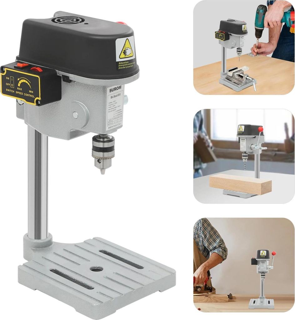 Tischbohrmaschine - 5158A - 340 W - 3 Stufen 0–16000 U/min - Bohrtiefe 25 mm - Spannbereich 1–10 mm - EU‐Stecker 220 V