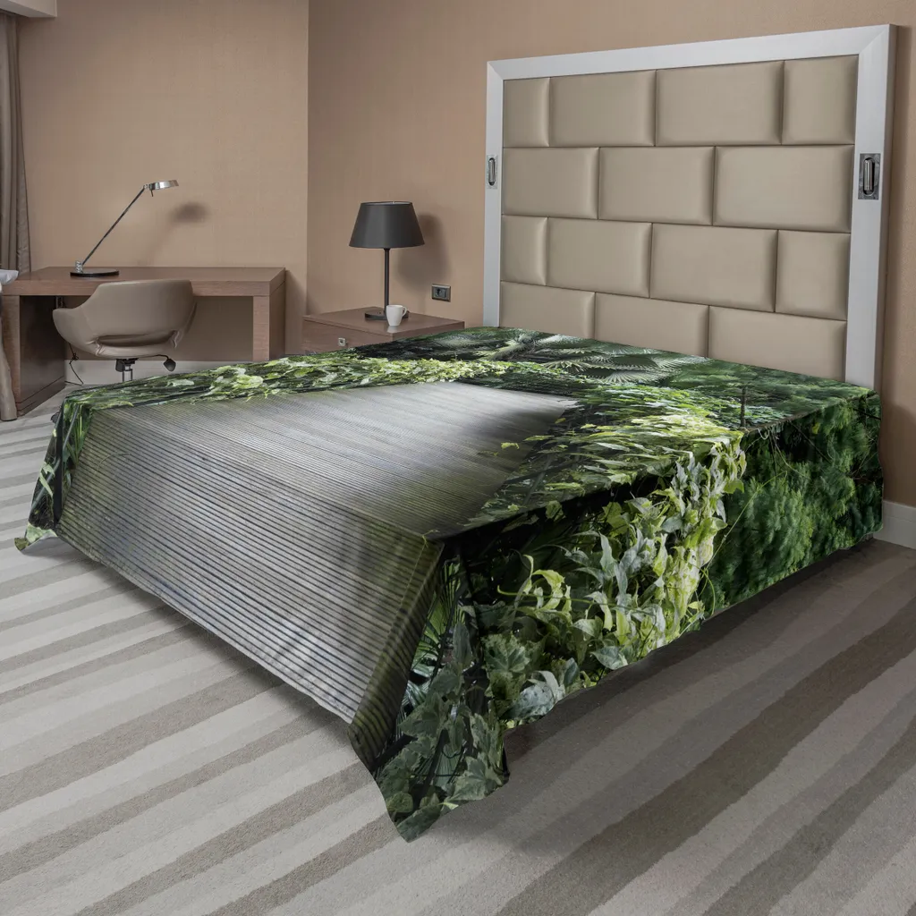 Drap supérieur doux motif RainWald Singapour 275x260 cm Vert et Brun