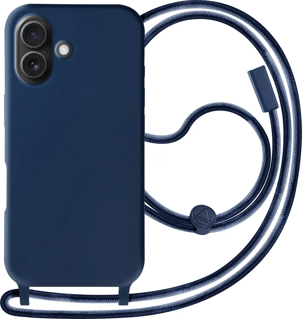 Protezione Avizar iPhone 16: Custodia Semirigida Blu Scuro con Cordino