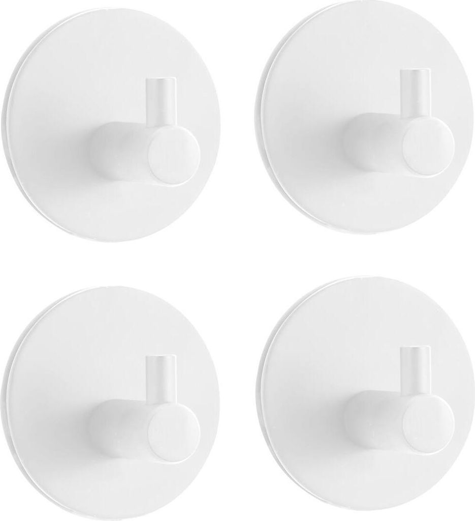 MSV Handtuchhaken Khéo selbstklebend | Bad Küche Haushalt | OHNE Bohren | 4er Set – Weiß matt