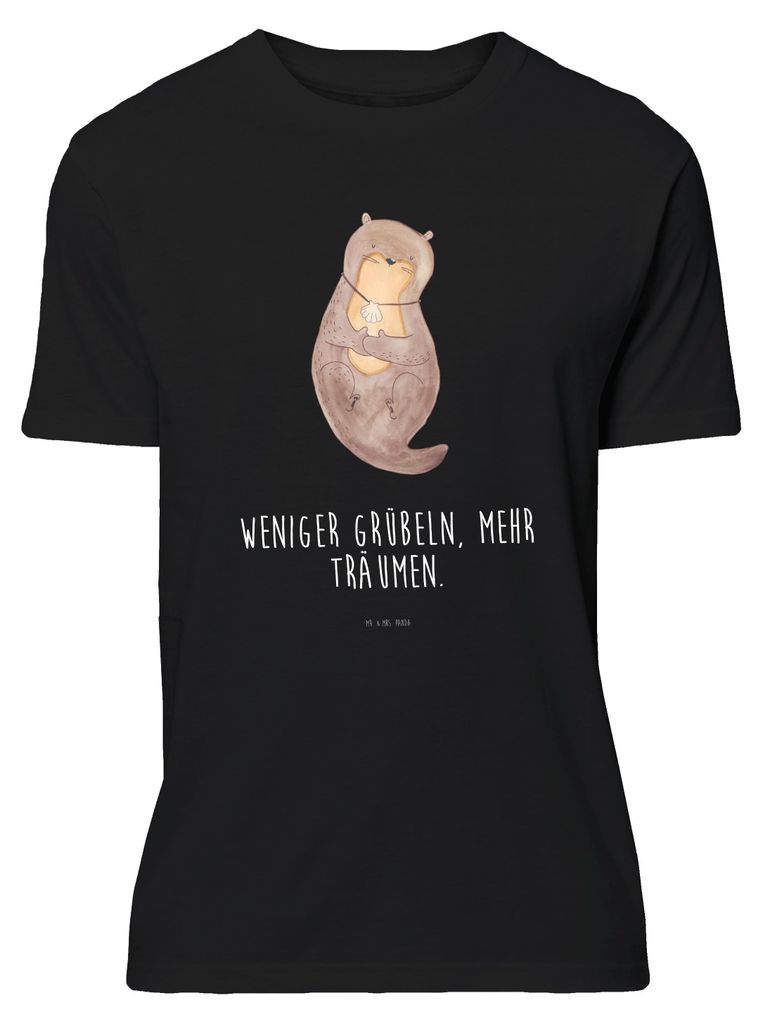 Mr. & Mrs. Panda Tshirt Otter Muschel - Schwarz - Geschenk, Shirt, T-Shirt mit Spruch, Positiv, Träumen, S, Motivation, Jersey-Shirt, Optimistisch