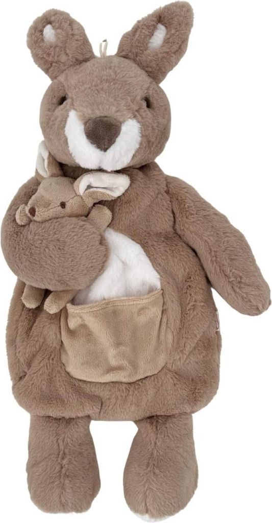 Kuschelfamilie „Känguru Pearl & Baby Pollie“ mit 0,8 L Wärmflasche & Kirschkernfüllung -