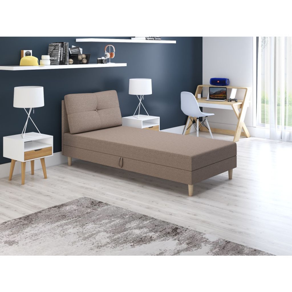 Gepolstertes Einzelbett 80x195 MENDY 1 - beige