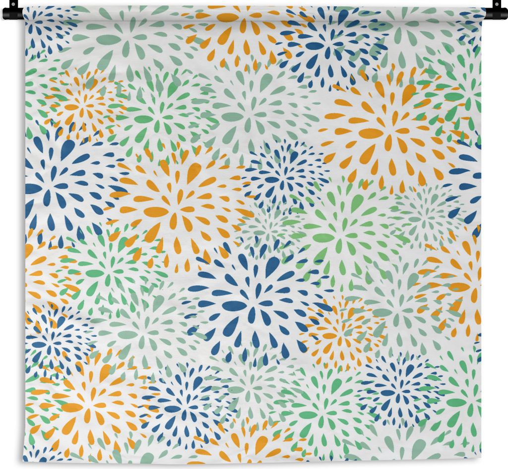 MuchoWow Wandteppich Wandbehang Feuerwerk - Blumen - Regenbogen - Muster 60x60 cm Tapisserie Dekoration Wandtuch - Dekorationen - Wand Decke