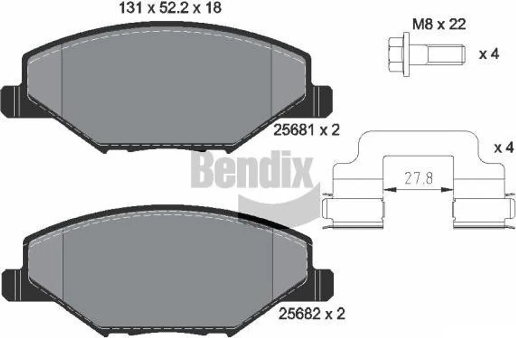 Plaquettes de frein à disque BPD1565 BENDIX pour Fabia série 1.2 et 1.4