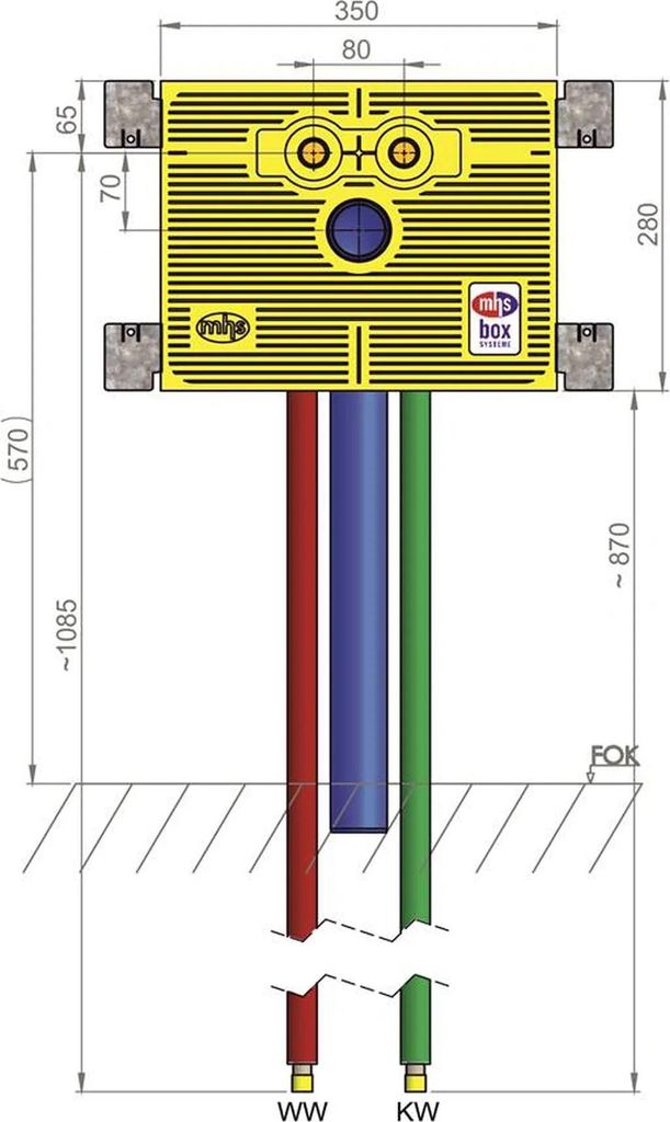 MHS Waschtisch, 30142ME5po0000, Auslass 80mm, WTU/AS80-I/20/ME, Geberit Mepla, 1 Stk.