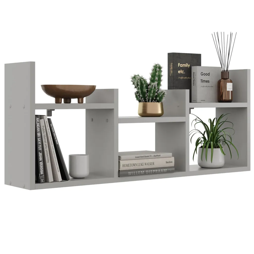 Rangement mural gris élégant à compartiments ouverts pour déco design - 5