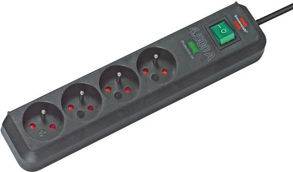 Multiprise Bureau 4 Prises Brennenstuhl Eco-Line Noir pour PC et Écrans