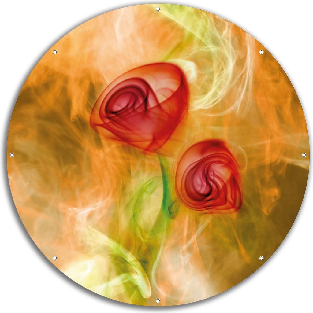 Wallario rundes Outdoor-Poster für Garten oder Balkon, Motiv Abstrakte Rosen, 60 cm Durchmesser