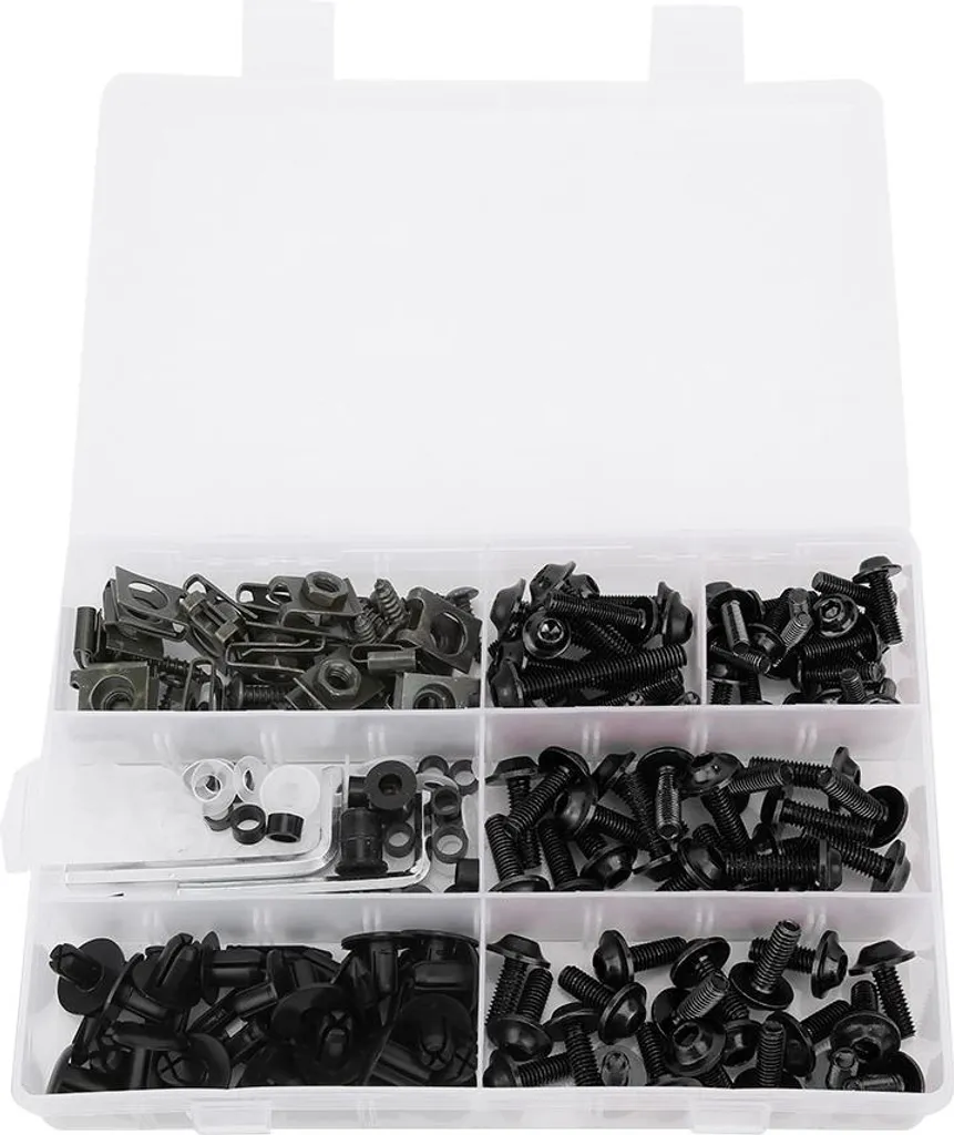 Kit 198 Viti Carenatura Moto M5 M6 Nero - Bulloni Parabrezza Universali