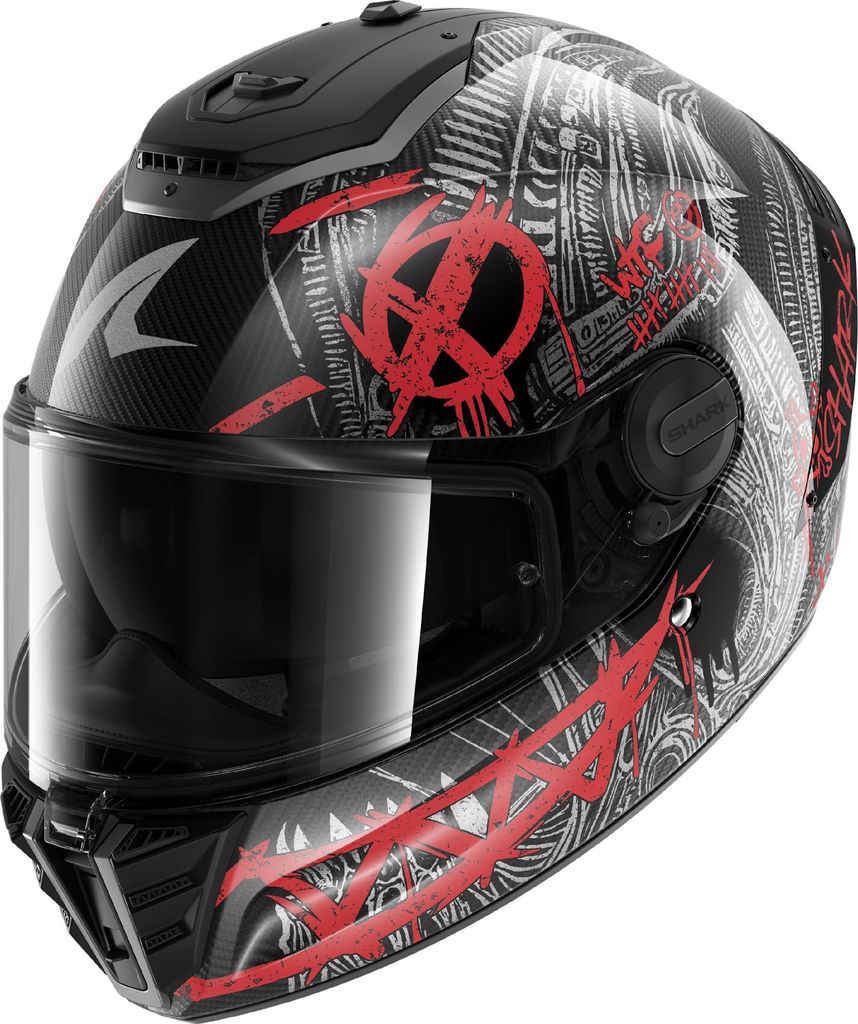 Shark Spartan RS Shiever Carbon Helm, schwarz/carbon/rot, XS (53/54)