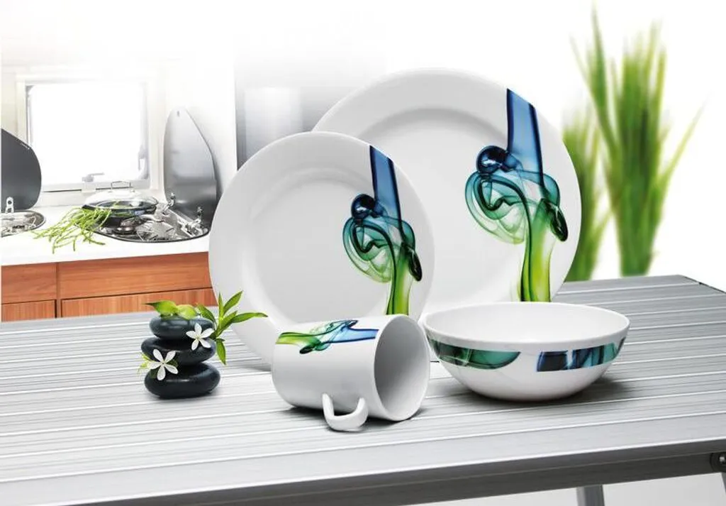 Set de vaisselle mélamine LUCCA Camp4 16 pièces pour camping 4 personnes