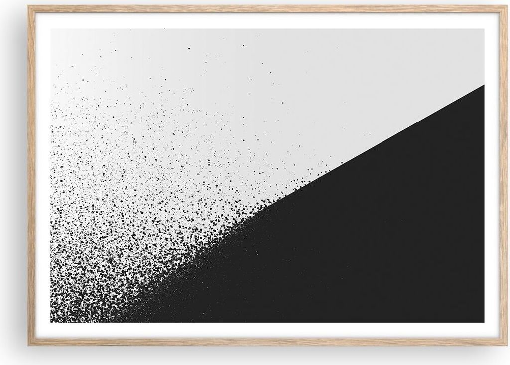 Gerahmtes Poster - Rahmen in heller Eiche - Schwarzweiß Hintergrund Geometrie - 100x70 cm - Wand Bild - Wanddeko - Wandbilder - Kunstposter - Wand...