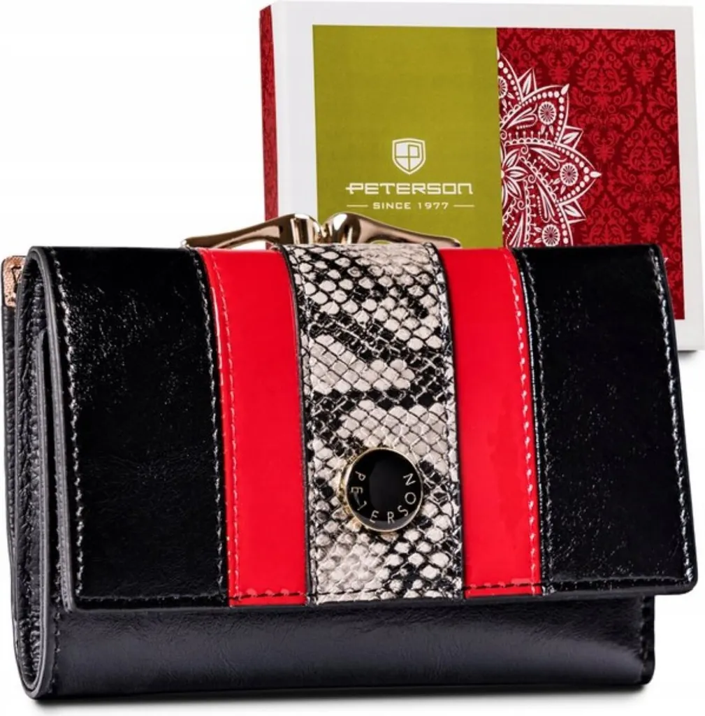 Portafoglio Elegante Peterson Donna in Pelle Nera e Portamonete - 1