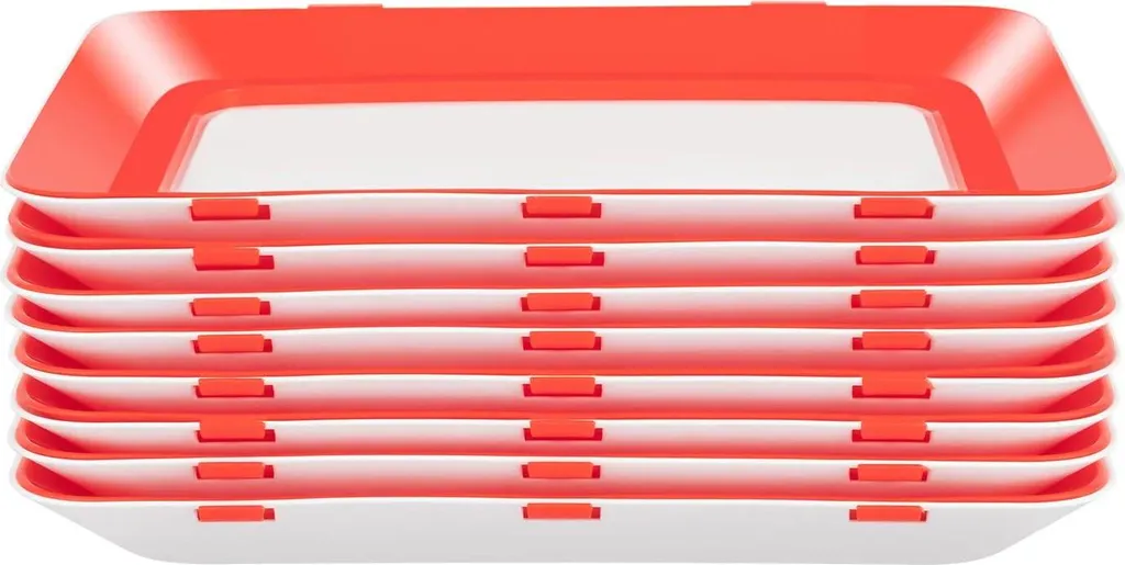 Plateau de conservation rouge en matériau durable lot de 8 pièces HERMETIC