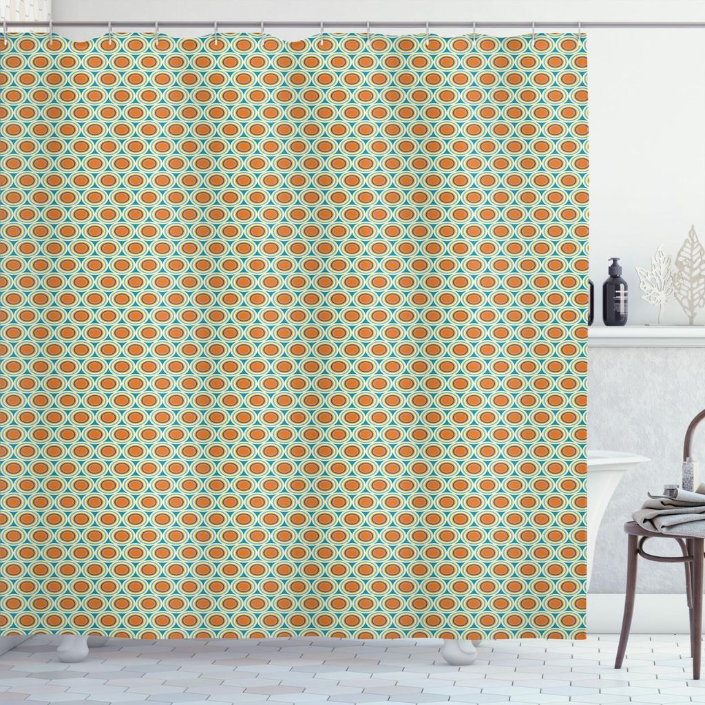 ABAKUHAUS Retro Duschvorhang, Vintage Geometrische Motive Produktbild 