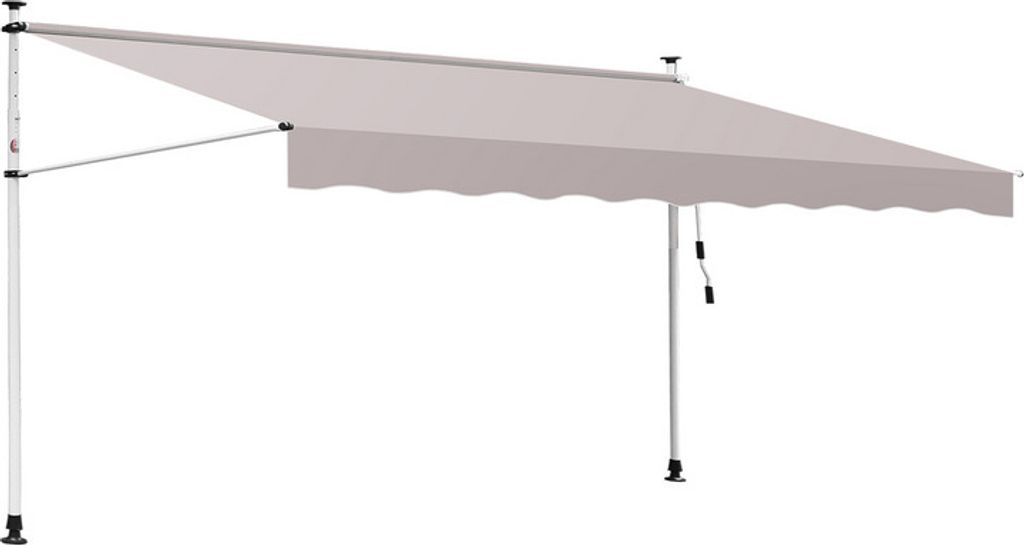 Clanmacy Markise Wasserabweisend Gelenkmarkise für Balkon Balkonmarkise Sonnenschutz Klemmmarkise Beige 3M
