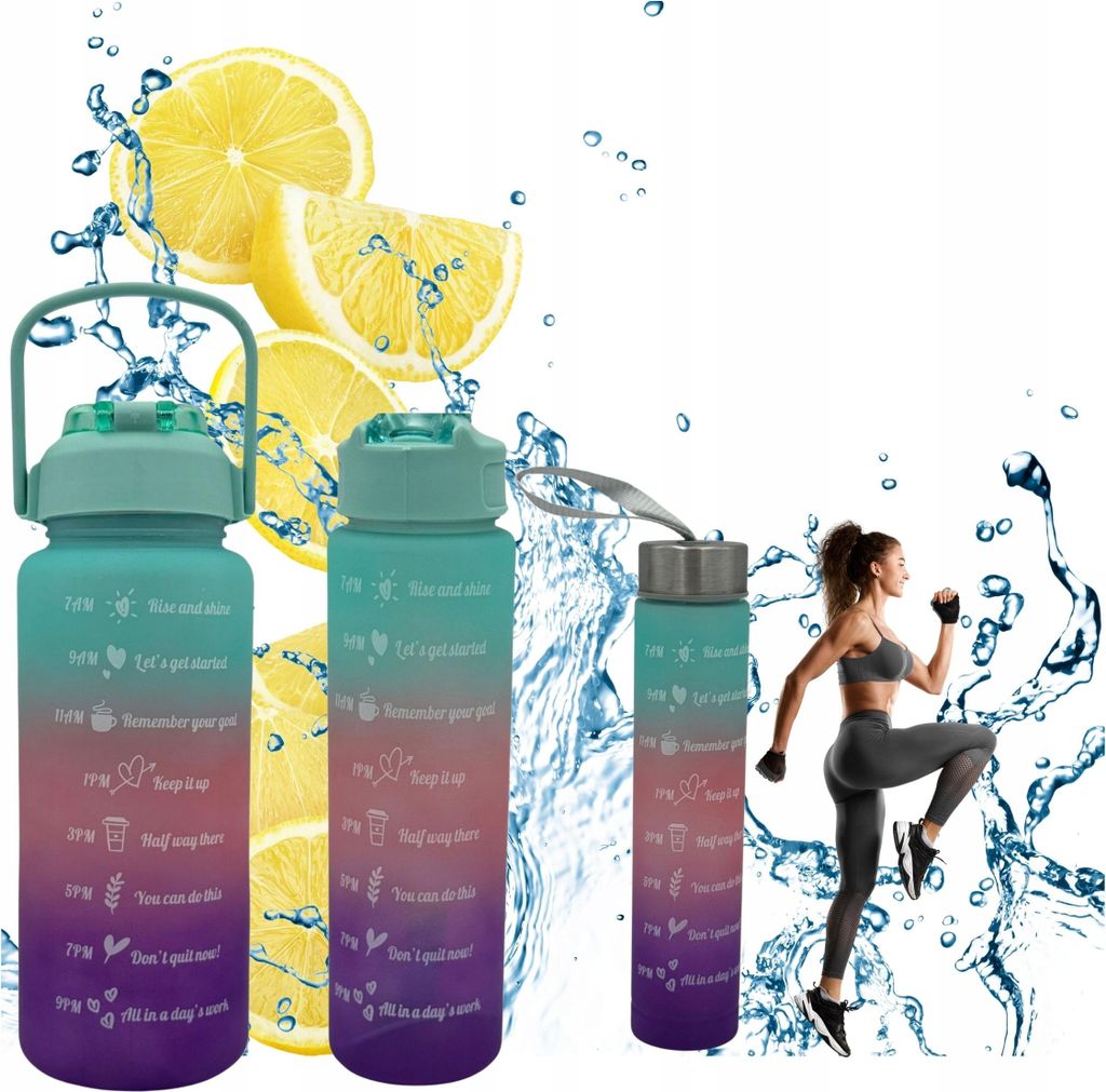 Motivations-Wasserflasche 3in1 Auslaufsicher BPA-frei