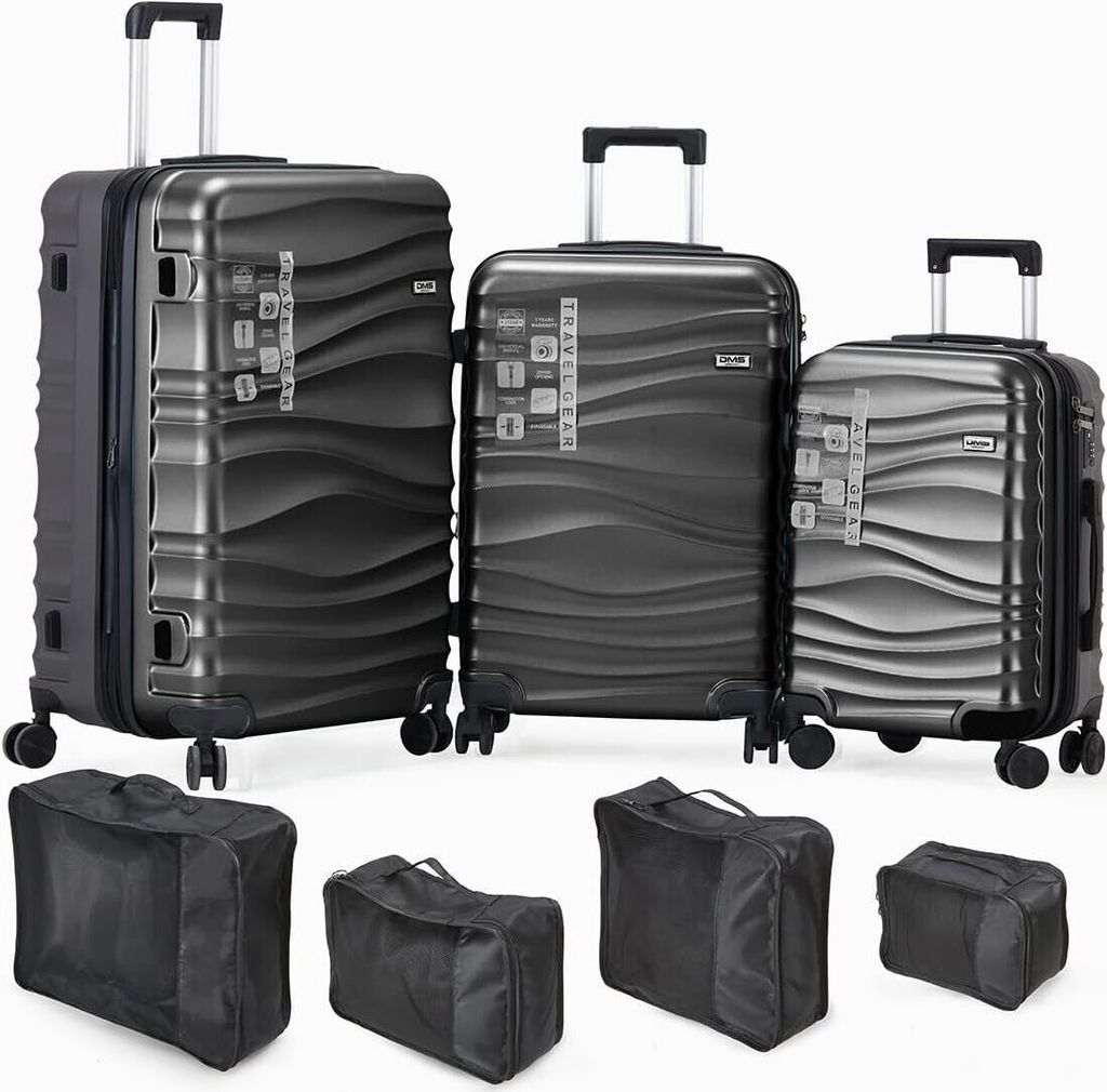 DMS 7tlg Hartschalenkofferset Koffer Reisekoffer Trolley ABS-Hartschale