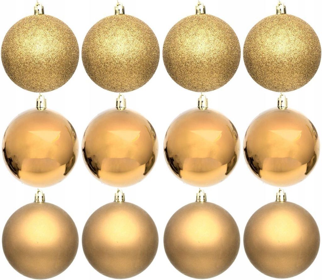 Weihnachtsbaumkugeln 12er Set aus Goldglitter, Glitter und Glitter Mix