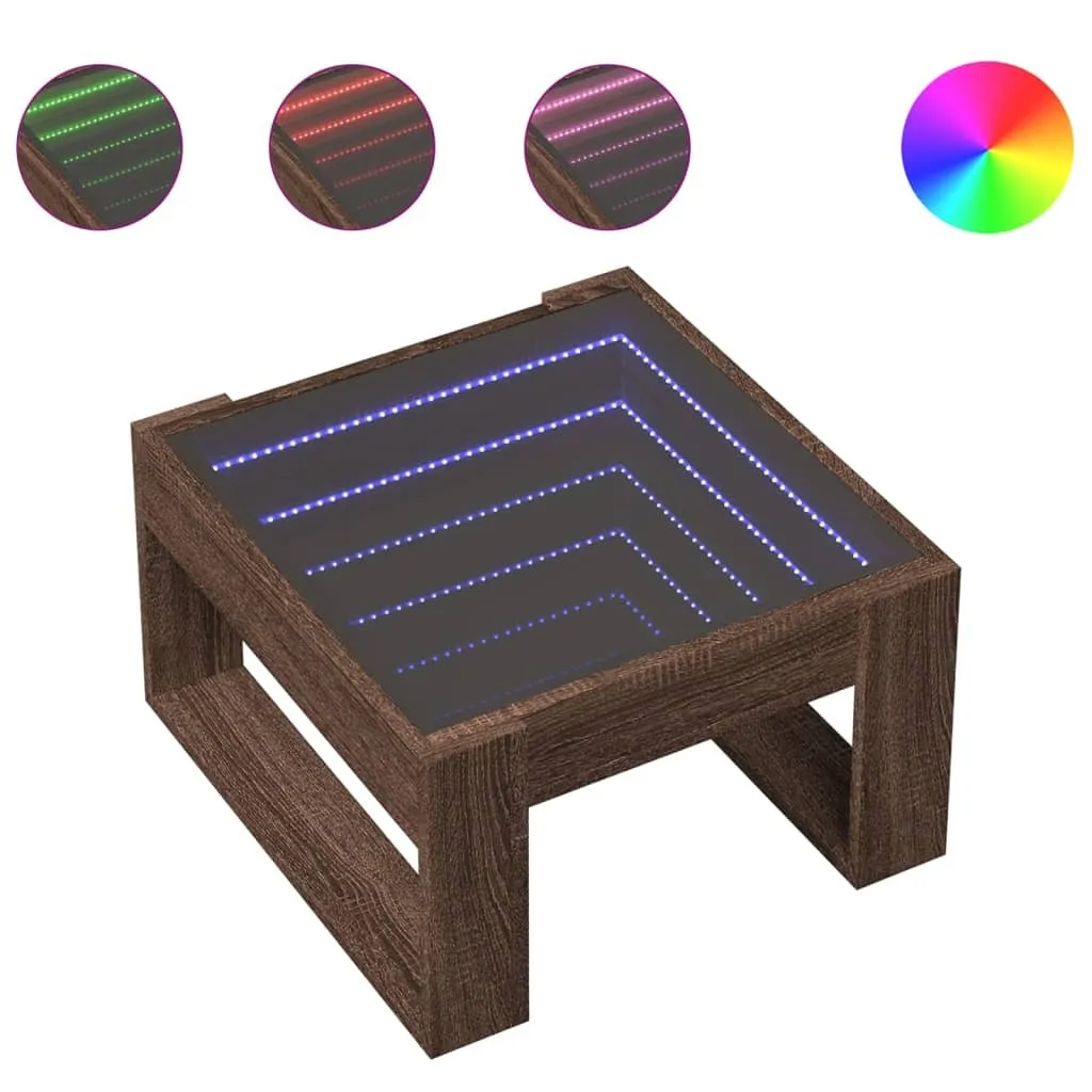 Tavolino da Caffè SYFAX™ Rovere Marrone con Luci LED Specchio Infinito