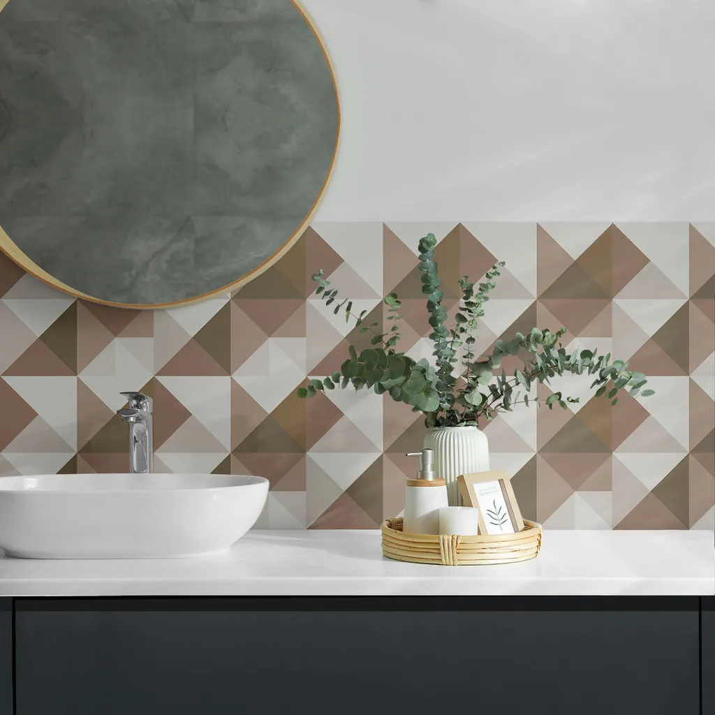 Geometria a triangoli - Piastrelle autoadesive - Piastrelle da parete - Pannelli da parete - Piastrelle autoadesive per il bagno - Piastrelle autoadesive per la cucina - Carta da parati autoadesiva - Decorazione murale - 4 Unità 50 x 50 cm - 3