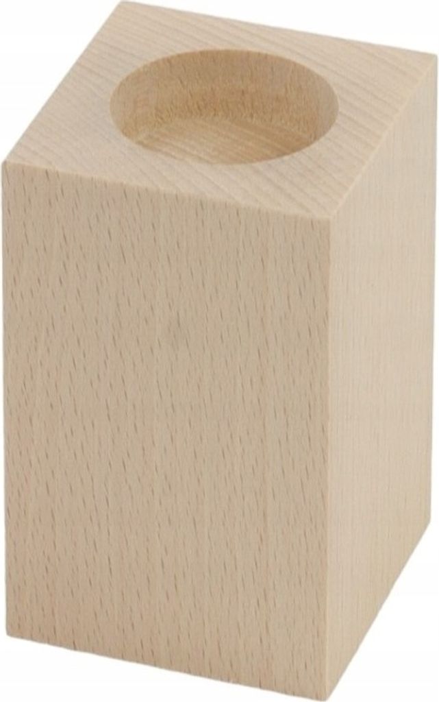Kerzenhalter 12x6 cm rechteckig aus Buchenholz 1 Stück Produktbild 