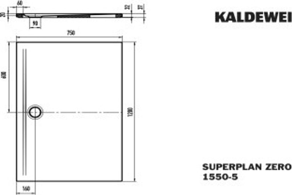 Kaldewei 355047983672 DW SUPERPLAN ZERO Mod.1550-5, 750 x