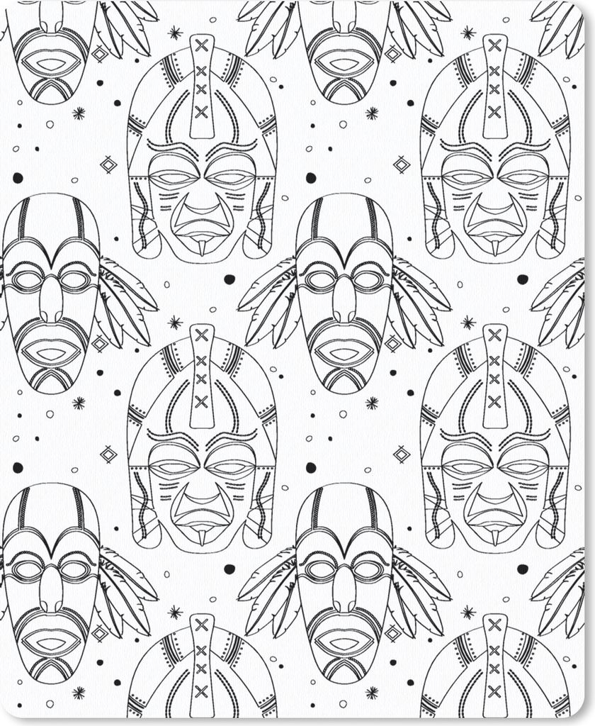 MuchoWow® Mauspad Mousepad Inka - Masken - Muster - Schwarz Produktbild 