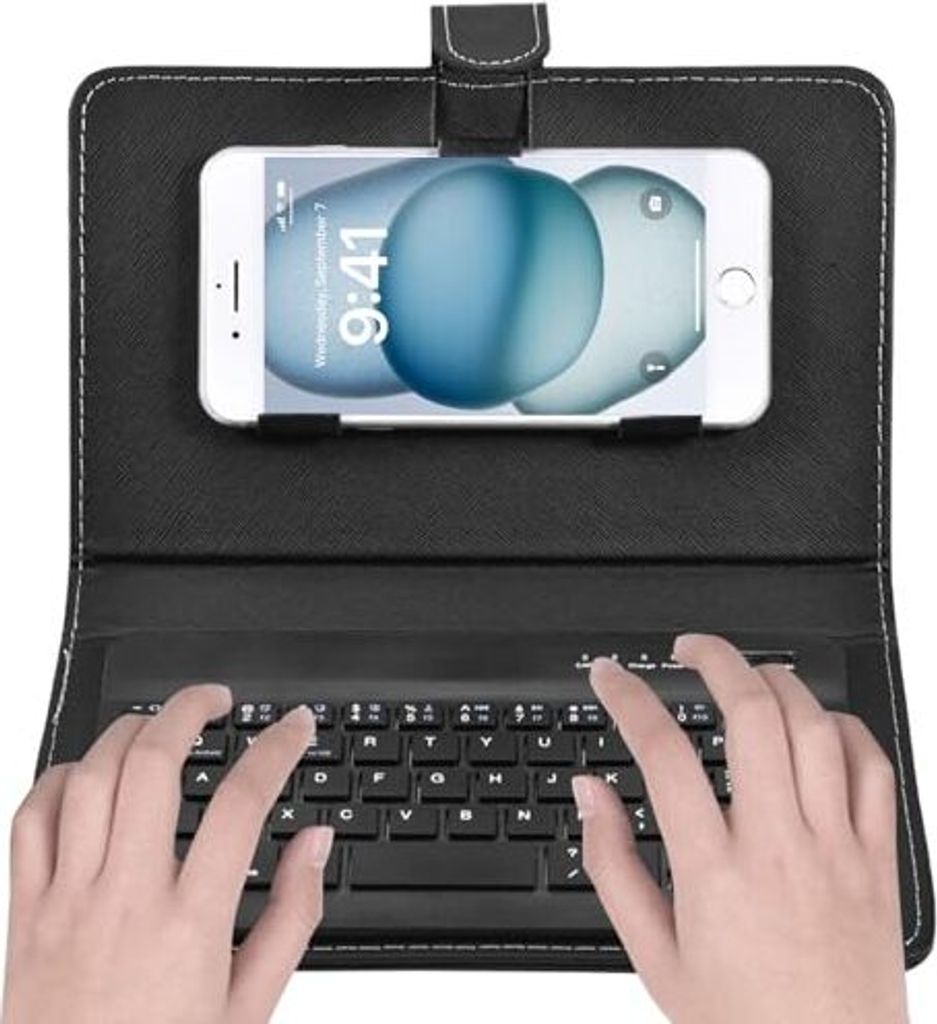 VBestLife Universal Wireless Bluetooth -Tastatur, Flip Case Stand, iOS / Android -Mobiltelefone, Schwarz