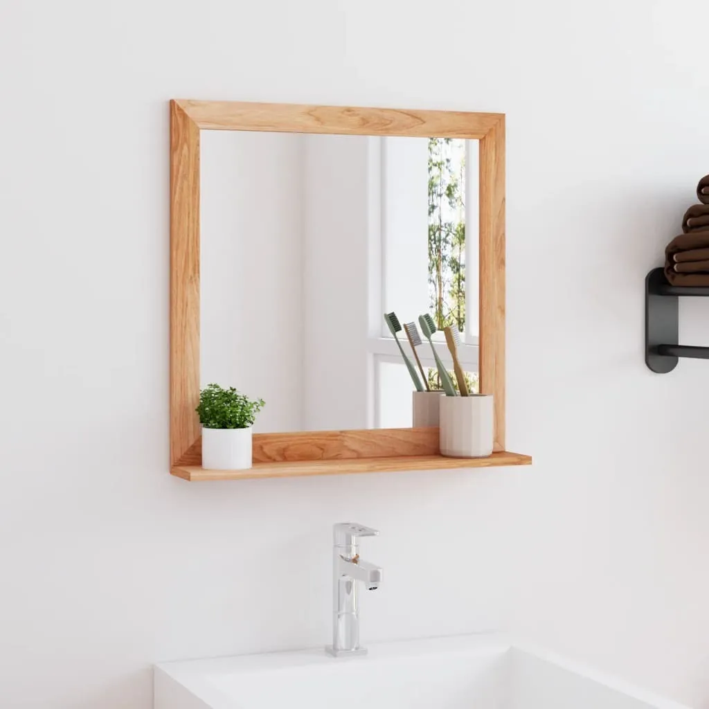 Grand miroir d'entrée 55x55 cm en noyer massif pour agrandir l'espace