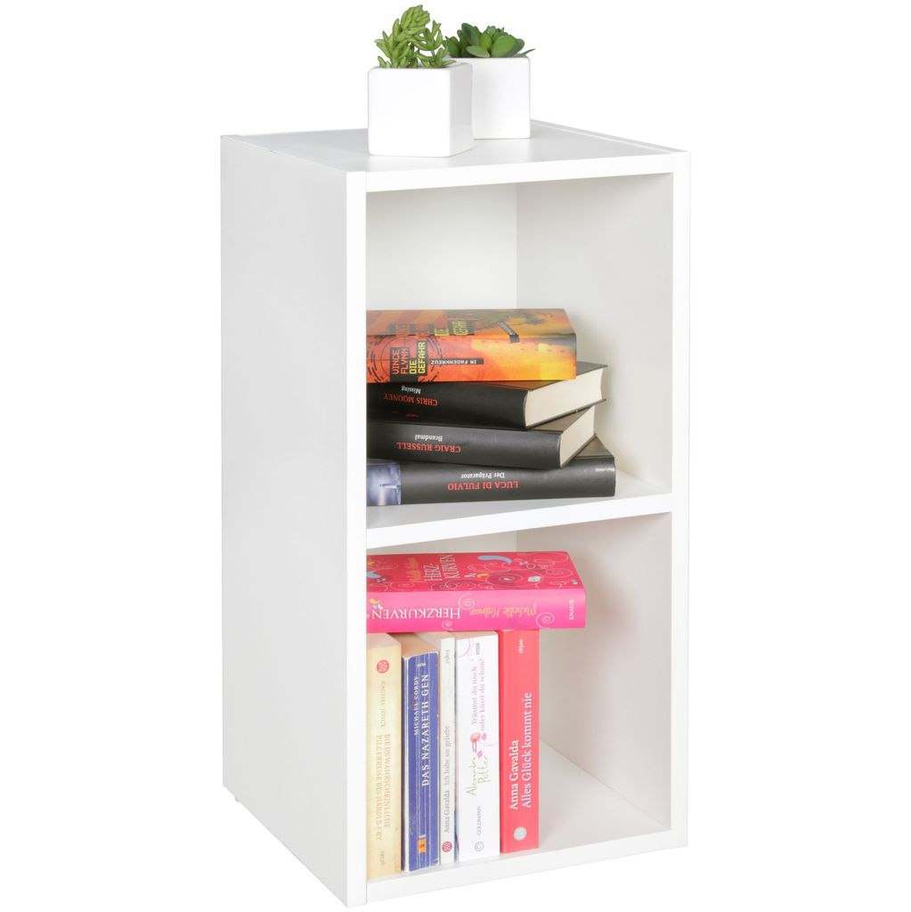 WOHNLING Standregal WL5.175 Holz 30x60x30 cm Modern Weiß Regal Klein Weißes Wandregal Ablageregal Schmal Kleines Bücherregal 2 Ablagefächer Sch...