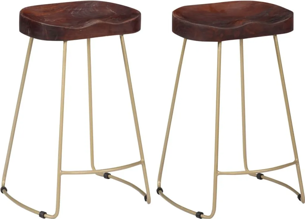 Sgabelli Alti Gavin Set 2 pz - Legno Massello Mango e Design Vintage