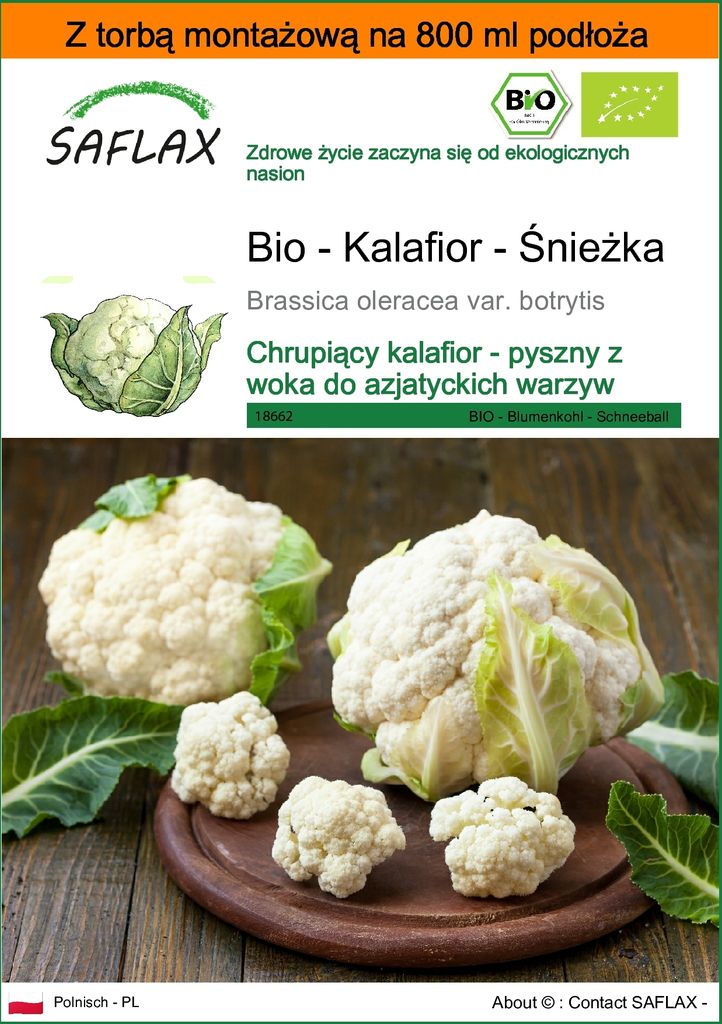 SAFLAX - Garden in the bag - Bio - Kalafior - Śnieżka - 70 Zdjęcie produktu 